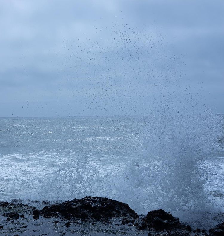 Waves crashing.